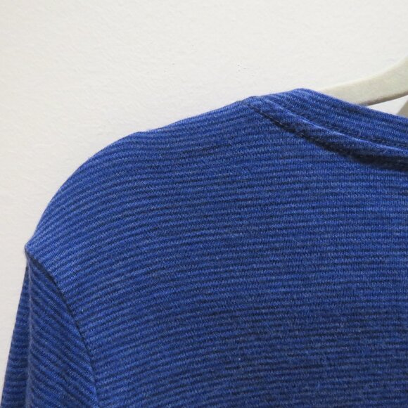 WOOLX Eva Tunic 100% Merino Wool Baselayer Top in Blue Stripe Gorpcore Travel XL - Picture 10 of 12